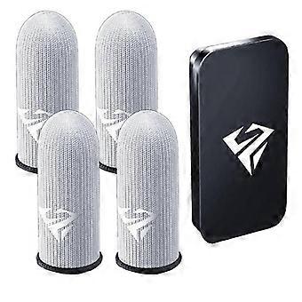 Gaming Finger Sleeves for Mobile Gaming 0.25mm Glass Silver Fiber Seamless Thumb Fingertip Cover for PUBG/COD/LOL/ROS