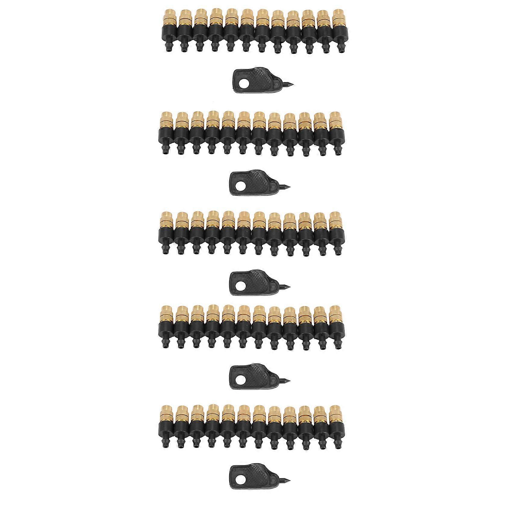 60 Set Copper Adjustable Spray Nozzle Spray Atomization Copper Capillary Effect Drip System on 1/4 Inch Barb