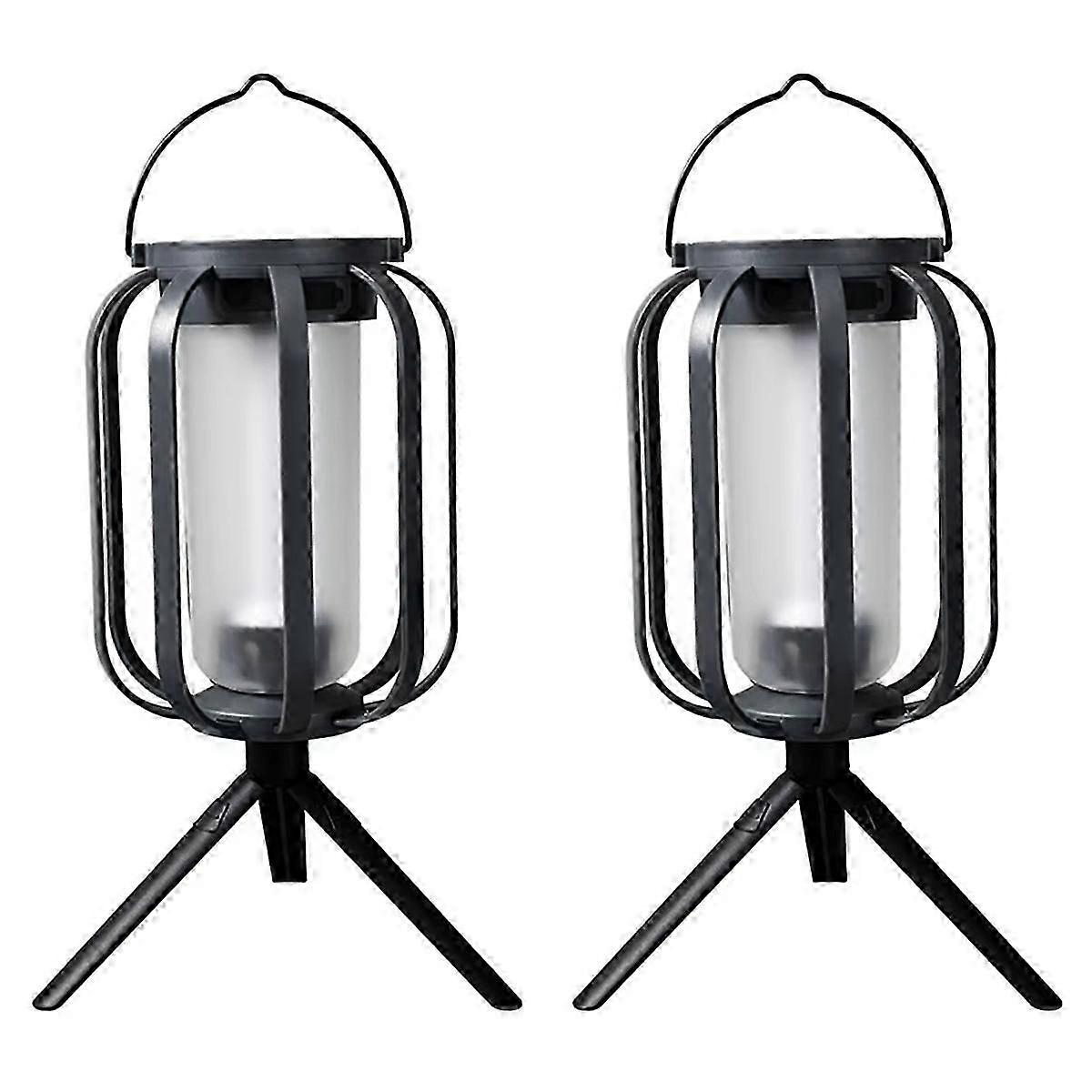 2PCS Solar Flameless Lantern Light with Base 4 Modes Adjustment