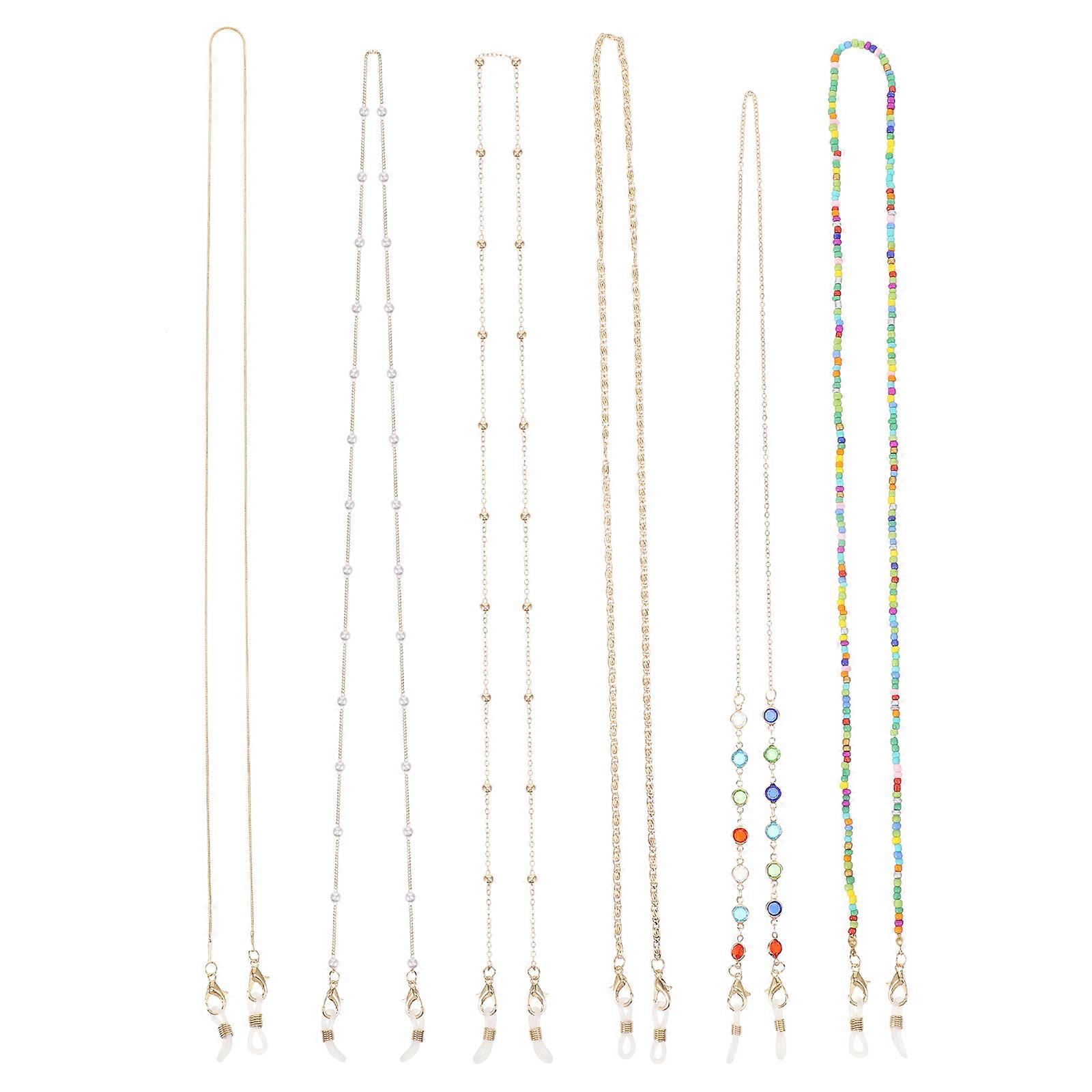 Anti-Lost Glasses Chain with Decorative Mask Function 6Pcs Set