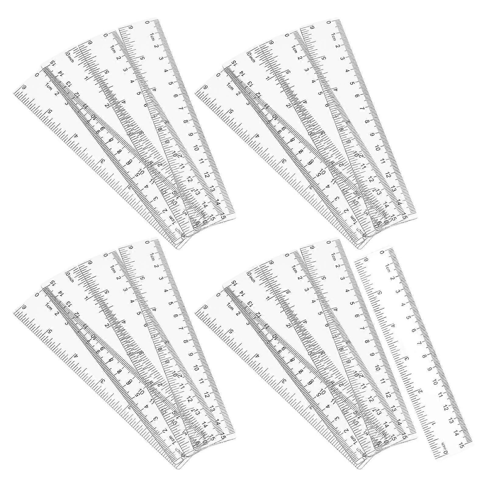 Plastic Measuring Rulers for Drawing Use Transparent 25Pcs Set