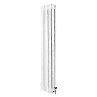 Traditional 4 Column Radiator 1800mm x 380mm & TRV Chrome Valves Central Heating Heater White Carbon