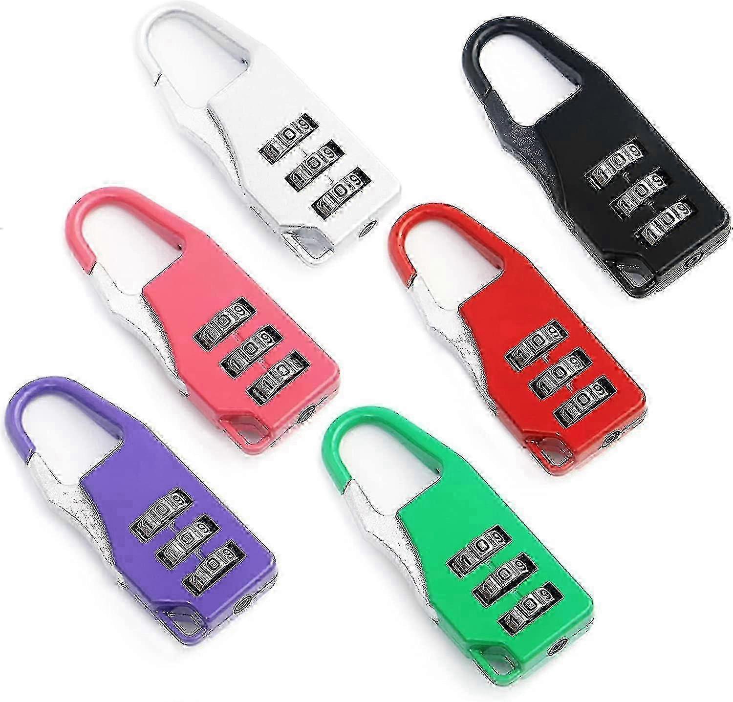 6pcs Mini Padlock Code Locker Padlock 3 Digit Code Combination(black Silver Purple Red Pink Green)_s
