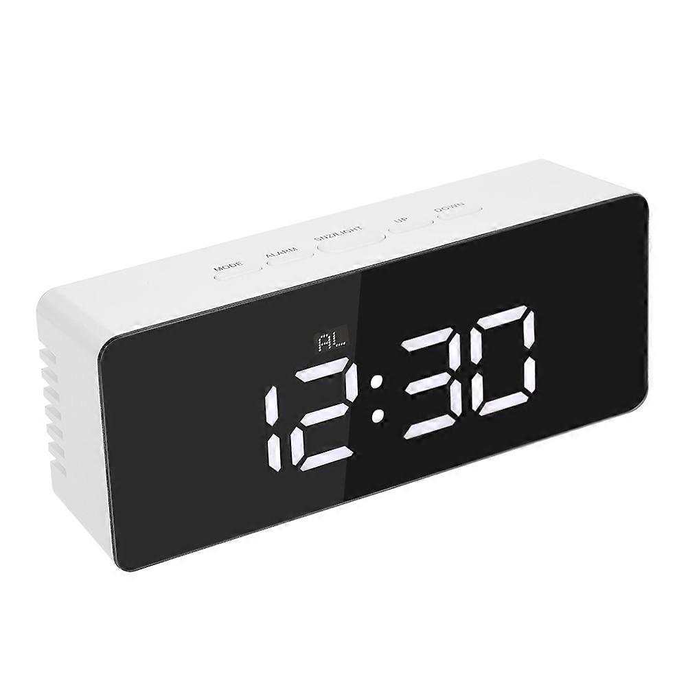 Multi-Function LED Alarm Clock Mirror Clock with Buzzer Function White