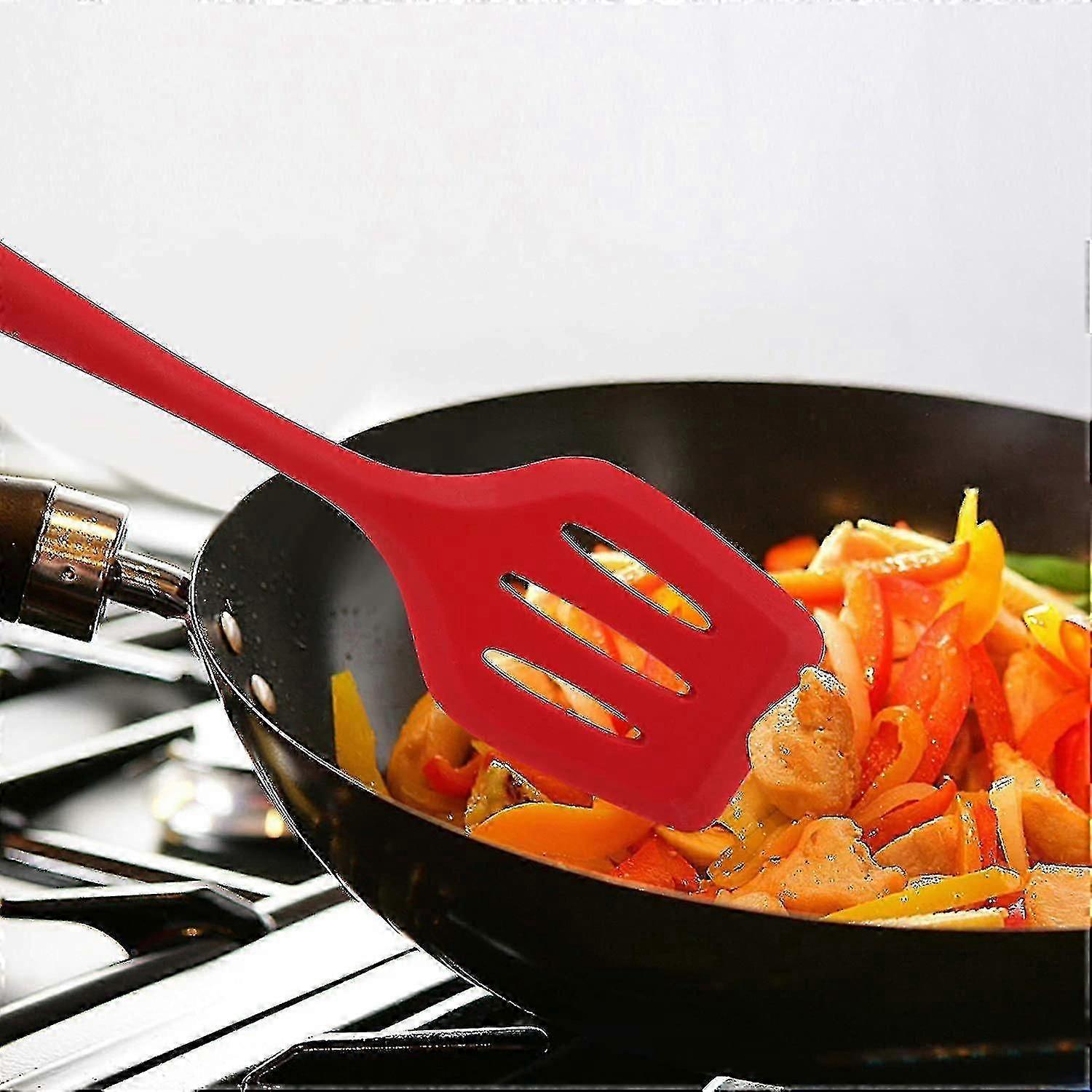 5 Pcs Silicone Kitchen Utensils,slotted Spoon,compatible With Cooking(red)