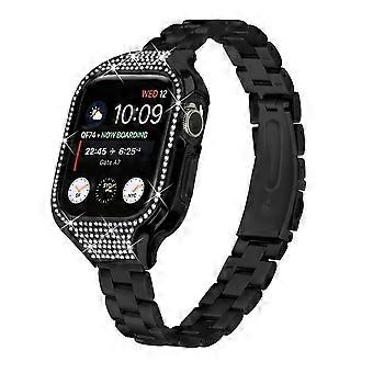 Per Apple Watch Series 6/5/4/SE (2022)/SE (2023)/SE 40mm 3 perline cinturino in acciaio inossidabile con cassa