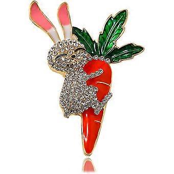 Rhinestone Królik Marchewka Zwierzę Broszka Pin dla Kobiet Unisex Złota Moda Emalia Kryształ Zajączek Wielkanocny Oświadczenie Broszki Szpilki Śliczny dodatek do sukienki