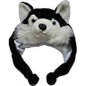 Cappello invernale unisex in peluche con paraorecchie, modello Husky nero, circonferenza testa 56-58 cm/22-22,83 pollici