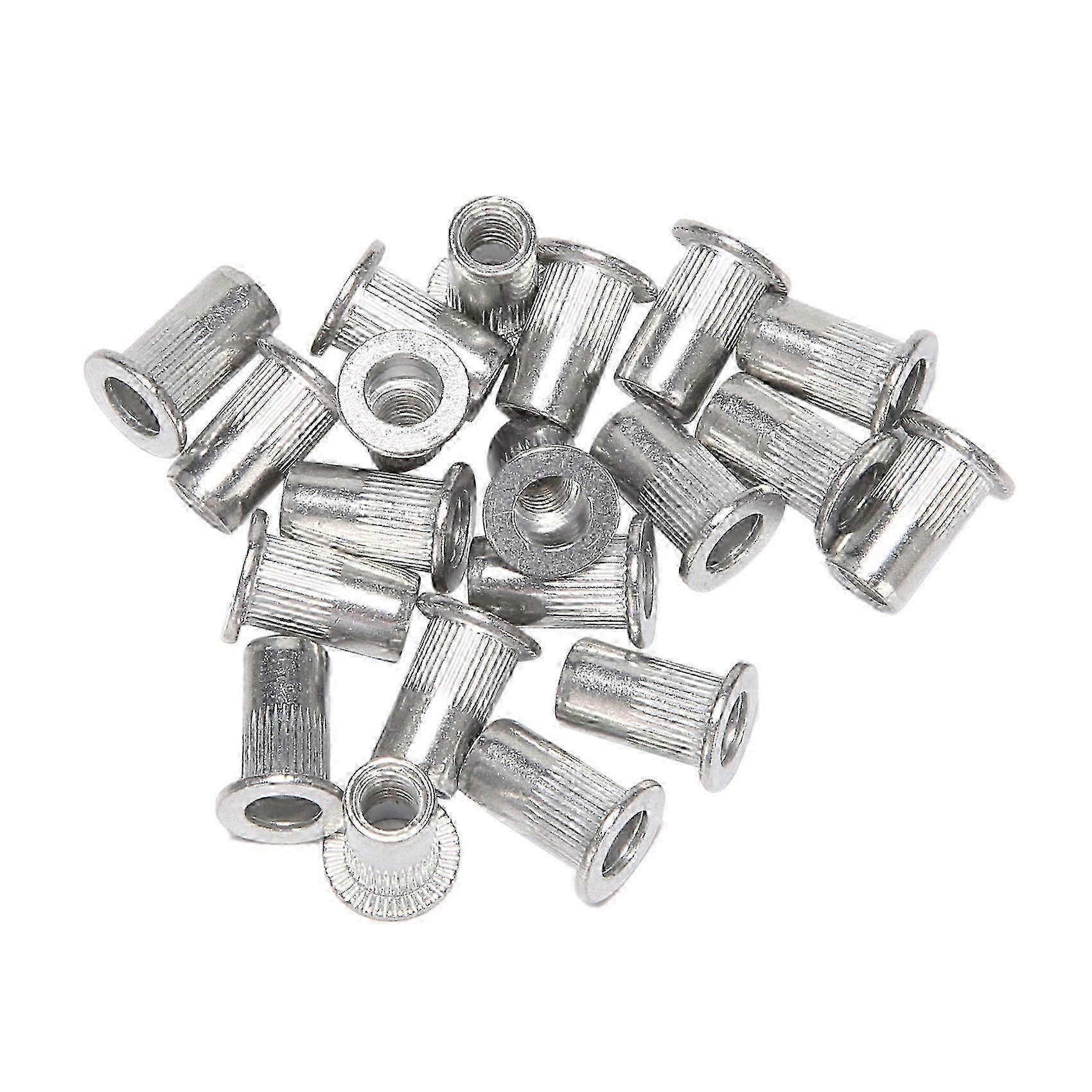 M5 Aluminum Flat Head Rivet Nut Insert Nuts Silver Tone 20pcs