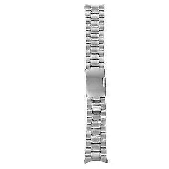 22mm Stainless Steel Solid Links Bracelet Watch Band Strap Curved End with 4pcs Watch Spring Bars (Silver)