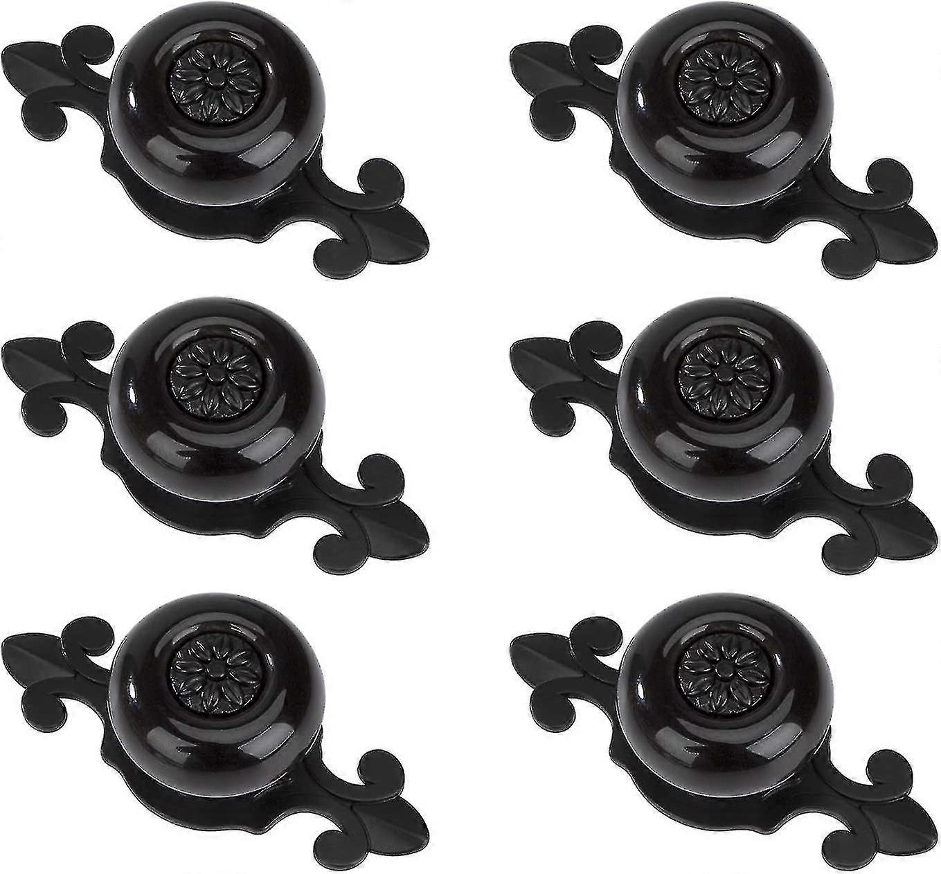 Retro ceramic cabinet knobs, 6-pack black, with screws.