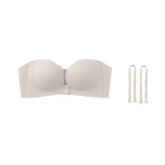 Strapless bh's met voorsluiting voor dames, naadloze push-up bh, dik zacht ondergoed, effen kleur, verstelbare onzichtbare lingerie, maat SZ