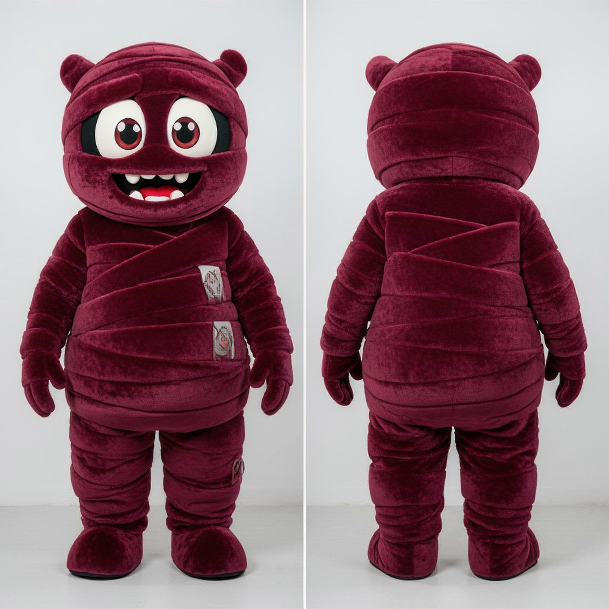 MASTICOT Maroon Smiling Mummy Mascot