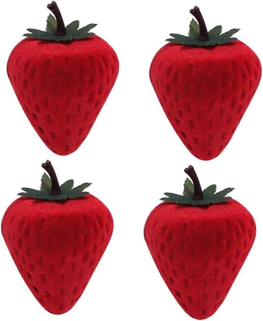 4pcs Strawberry-shaped Box Small Organizer Mini Holder Storage Case