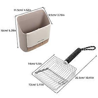 Ergonomic Stainless Steel Cat Litter Scooper with Storage Holder, Detachable, for Pet Litter Cleaning, Assorted Colors