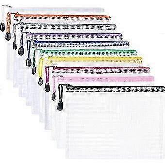 Plastic Wallets A5, 10pcs Zip Lock Bags Mesh Document Wallet Document Foldersa