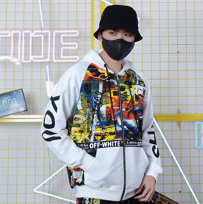 2022 الربيع والخريف نمط Bf Tide Luxury Street Coat للرجال فضفاضة كارديغان سستة مقنع سترة National Tide الهيب هوب سترة طويلة الأكمام سترة