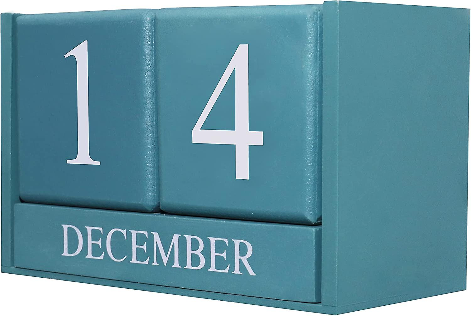 Wooden Block Calendar Vintage Perpetual Calendar Desktop Calendar Month Date Display Wood Calendar Desktop Decoration for Home Office Date Blocks Scho