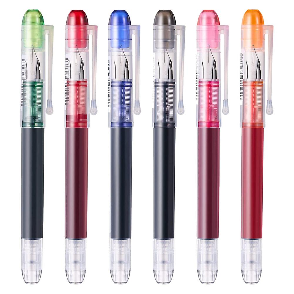 6 Pieces of Multi-Color Disposable Pens, Used for Sketching, Diary, Calligraphy, Smooth Writing Off