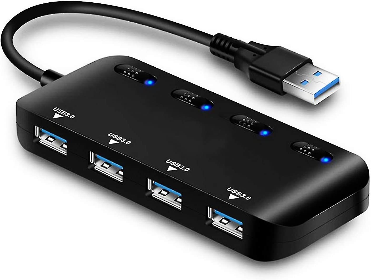 Port Usb 3.0 Hub,with Switch Indicator Lights,for Mac Pro/mini,ps4, Xps Etc
