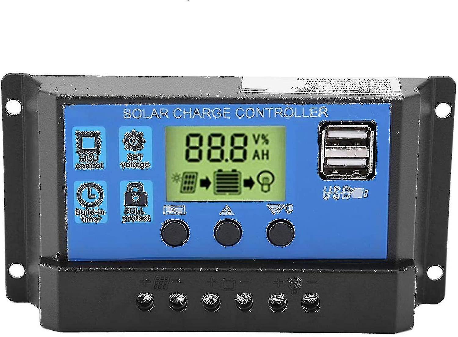 Charge Controller Regulator, 12v/24v Dual Usb Solar Panel Charge Controller, Smart Solar Panel Battery Regulator With Lcd Display 10a/20a/30a(yjss-20a