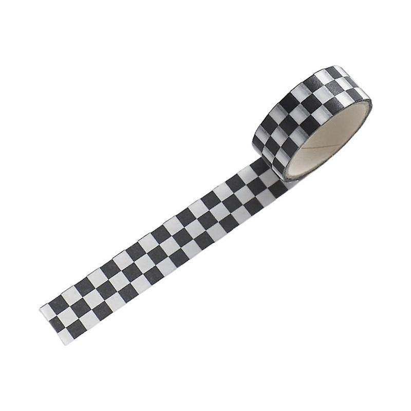 1 Roll Washi Tape Sticky Adhesive Clear Print Removable Fade-resistant Scrapbooking Washi Checkerboa