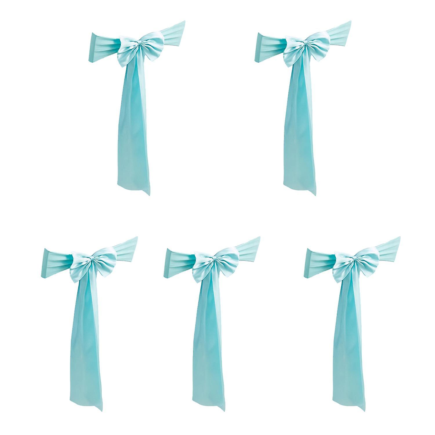 5Pcs Chair Sashes Bright Color Soft Fabric Washable Non-Fading Party Banquet Chair Bow-knot Sashes