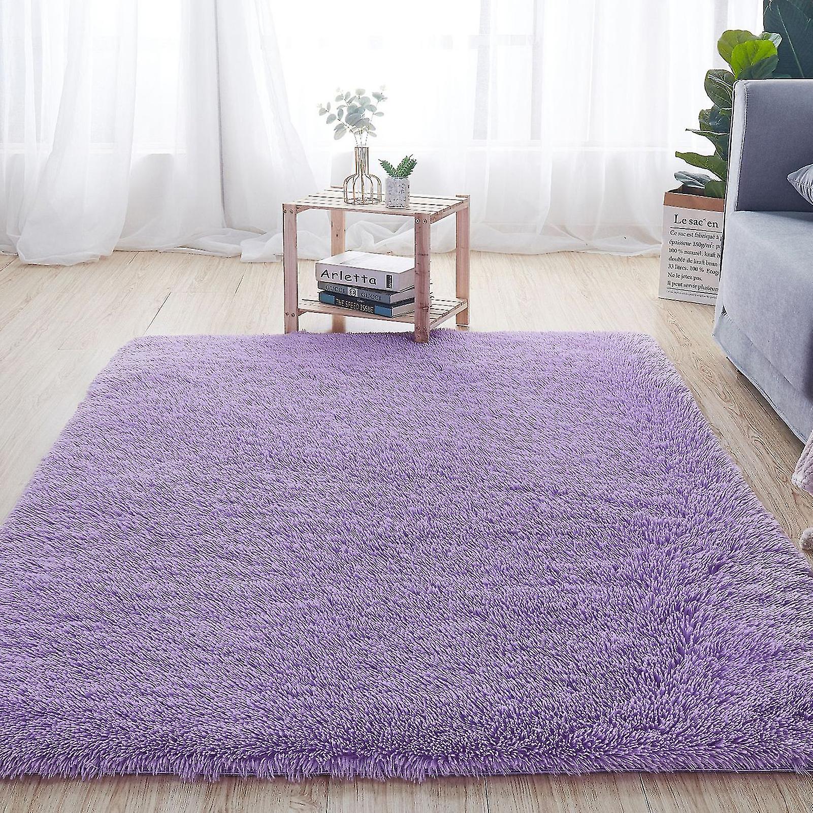 Purple Polyester Carpet for Bedroom Decor, 2.62 x 3.94ft