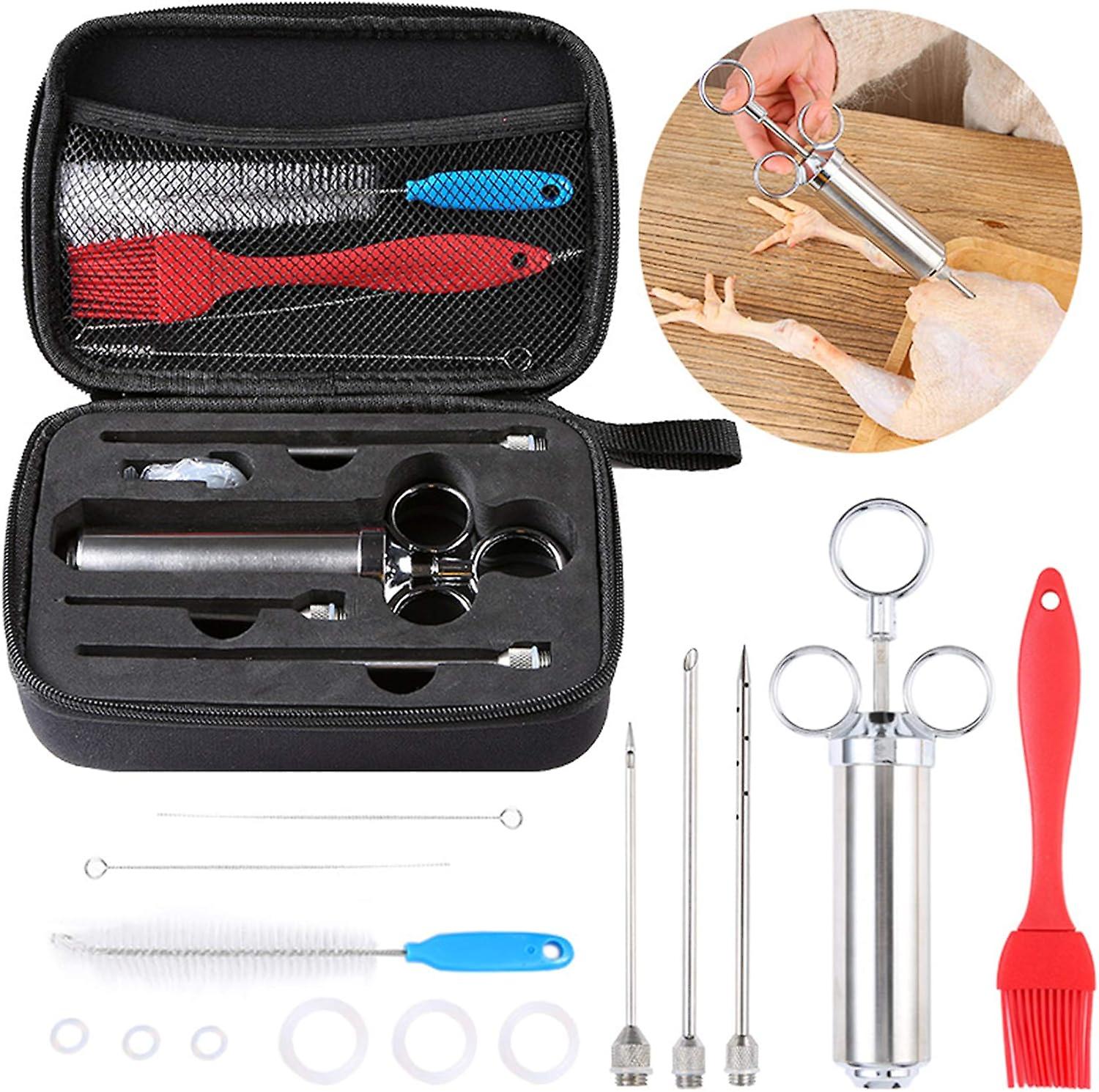 Stainless steel meat syringe set marinated kitchen flavoring tool