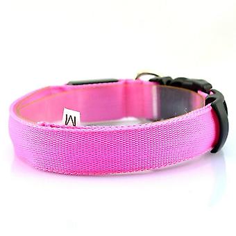 Led Dog Collar Glowing Up Anti-lost Night Safety Belt, pink,size L
