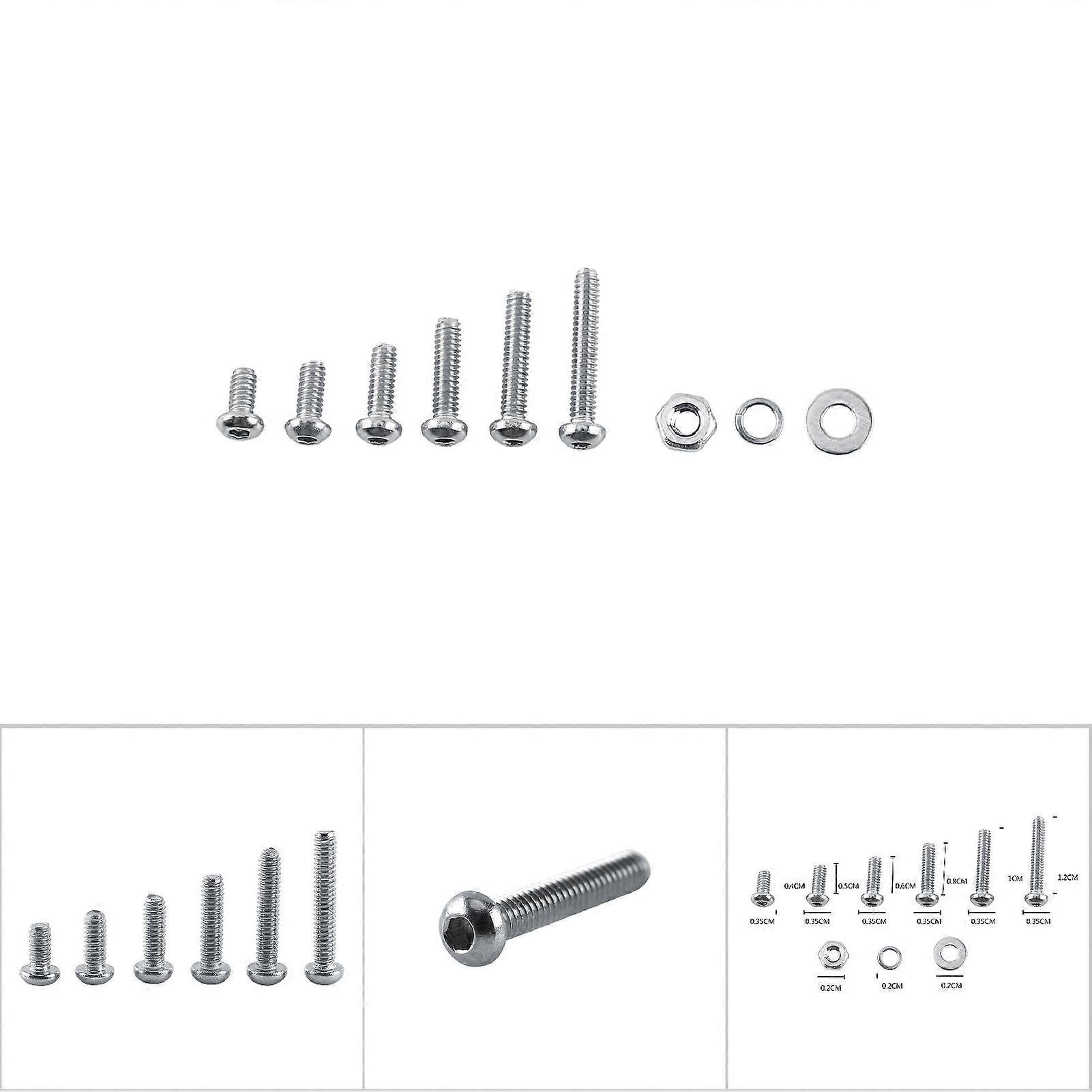 M2 Stainless Steel Hex Socket Screws Bolt and Hex Nuts Washers Assortment(Button head)