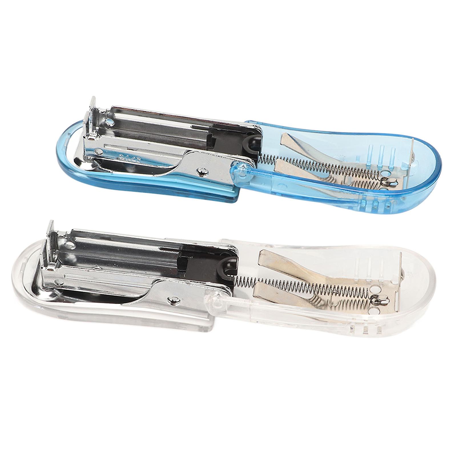 2pcs Mini Stapler 20 Sheets Capacity Lever Structure Portable Stapler Handheld Stapler for 24Pin 6Pin White Blue
