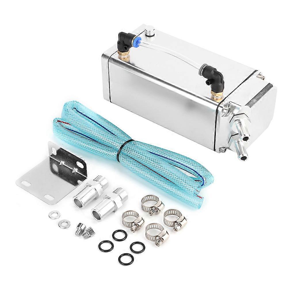 Réservoir de récupération d'huile de course carré en aluminium, reniflard, réservoir, accessoires modifiés pour voiture (argent)