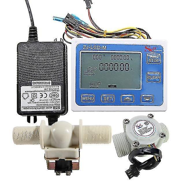 Digitales LCD-Display Quantitativer Regler Wasserregelung + 1" Hall-Effekt-Durchflusssensor Durchflussmesser + 1