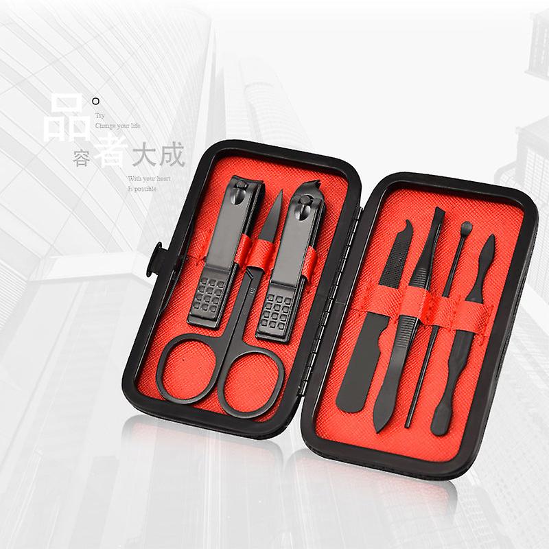 Black Manucure Set 7 pièces Scissors à ongles Coupe-ongles Set Manucure Manucure Implement