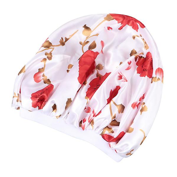 Flower Printed Elastic Bathing Hat for Travel Sleep