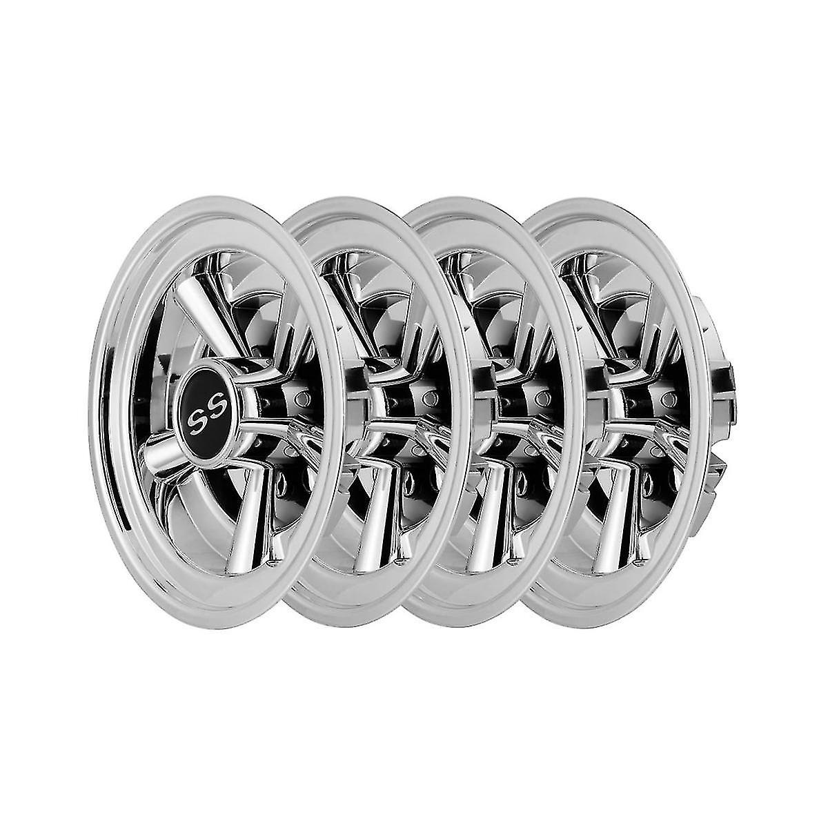 For golf cart SS hubcaps set of 4 club wheel hubcaps 8" chrome silver