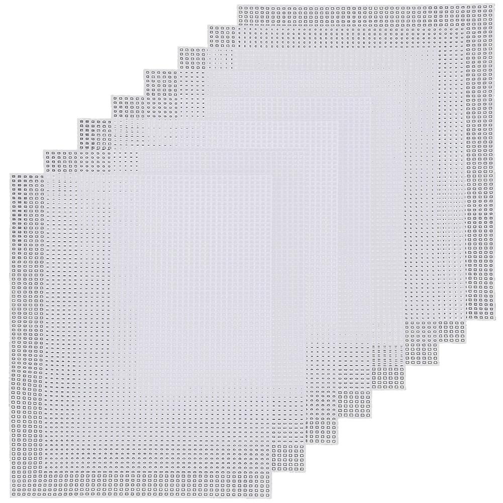 Canvas Pads 8 Pcs White Rectangle Plastic Mesh Sheet Flexible Plastic Canvas for DIY Crafts Embroidery Crafting Knit