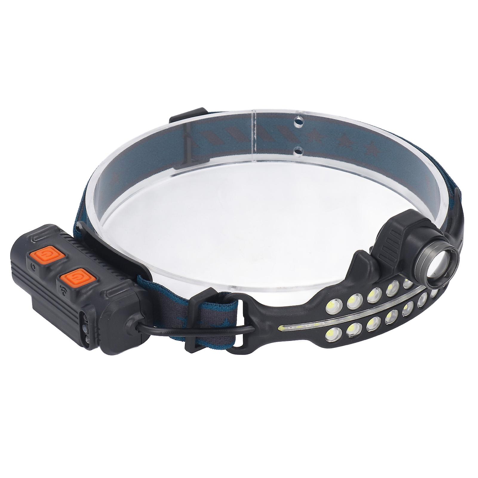 LED Headlamp Induction Type C Charging Red LED Warning Adjustable Head Flashlight for Work Camping 