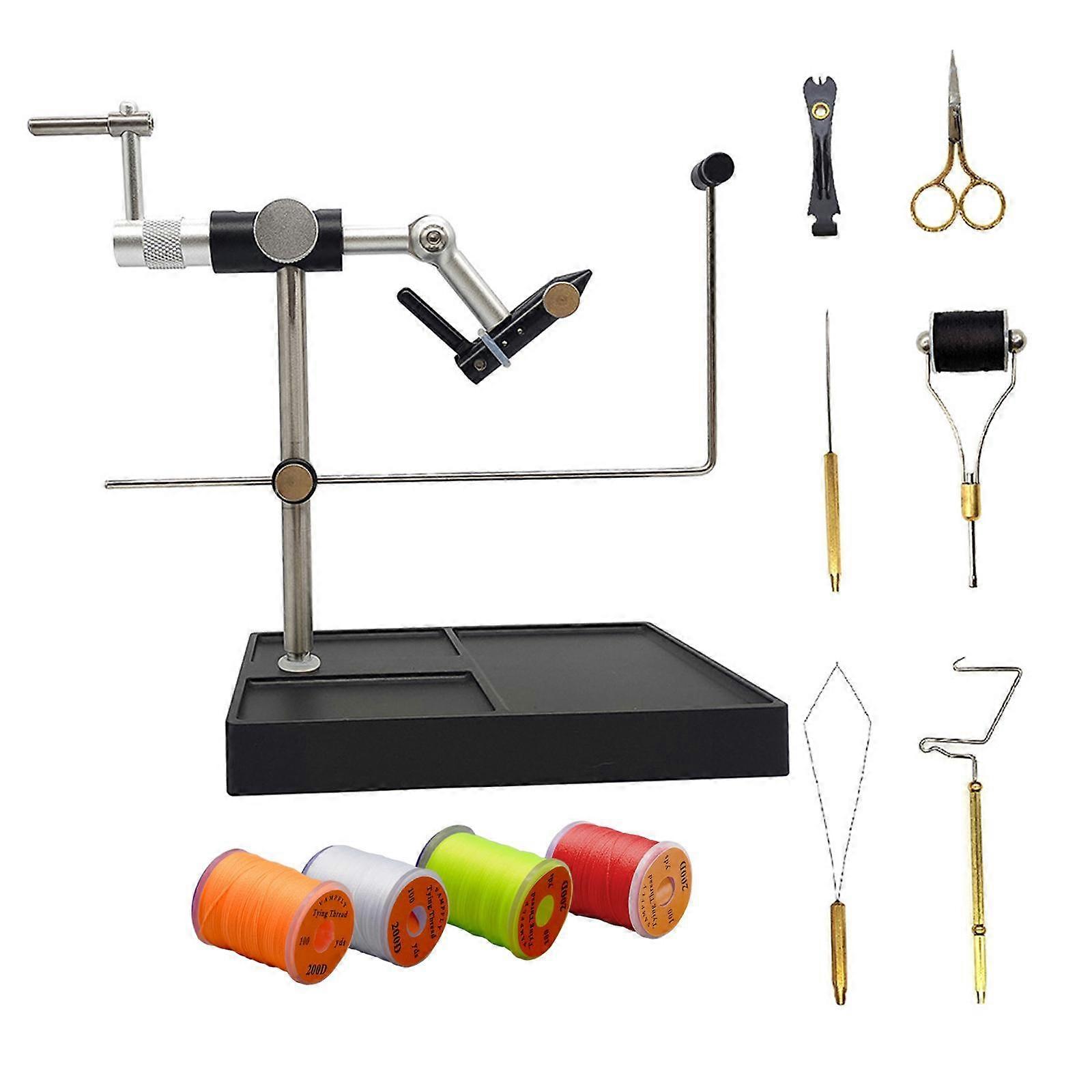 Rotary Fly Tying Vise Portable Lure Making Bobbin Threader Fly Tying Station