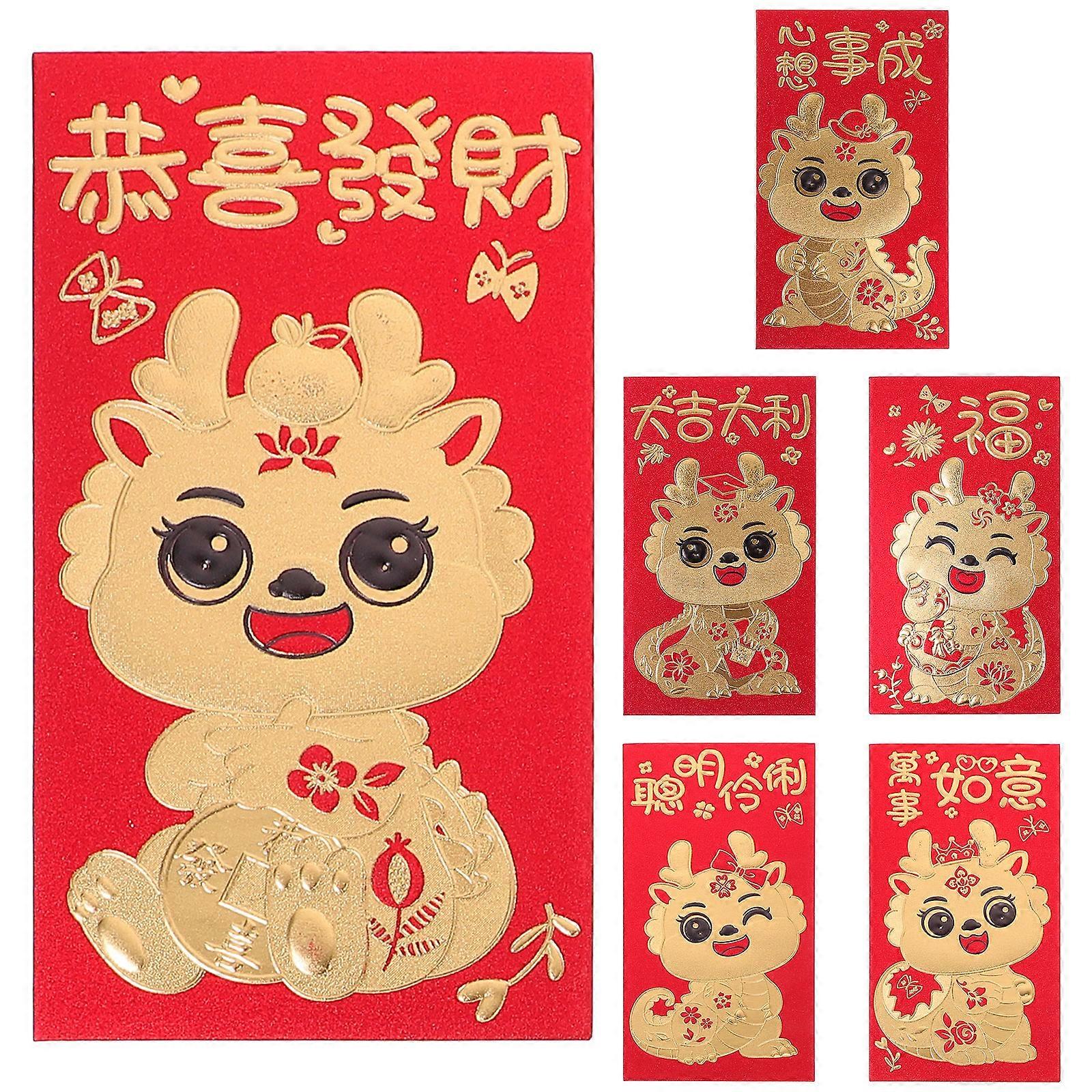 6pcs Red Envelopes Lucky Money Envelope 2024 Chinese New Year Envelopes New Year Red Packet