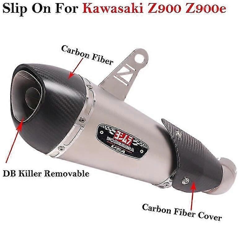 unique pipeFor Kawasaki Z900 A2 Z900e Motorcycle Yoshimura GP Racing Escape Modified Link Pipe Carbon Fiber Muffler DB Killer