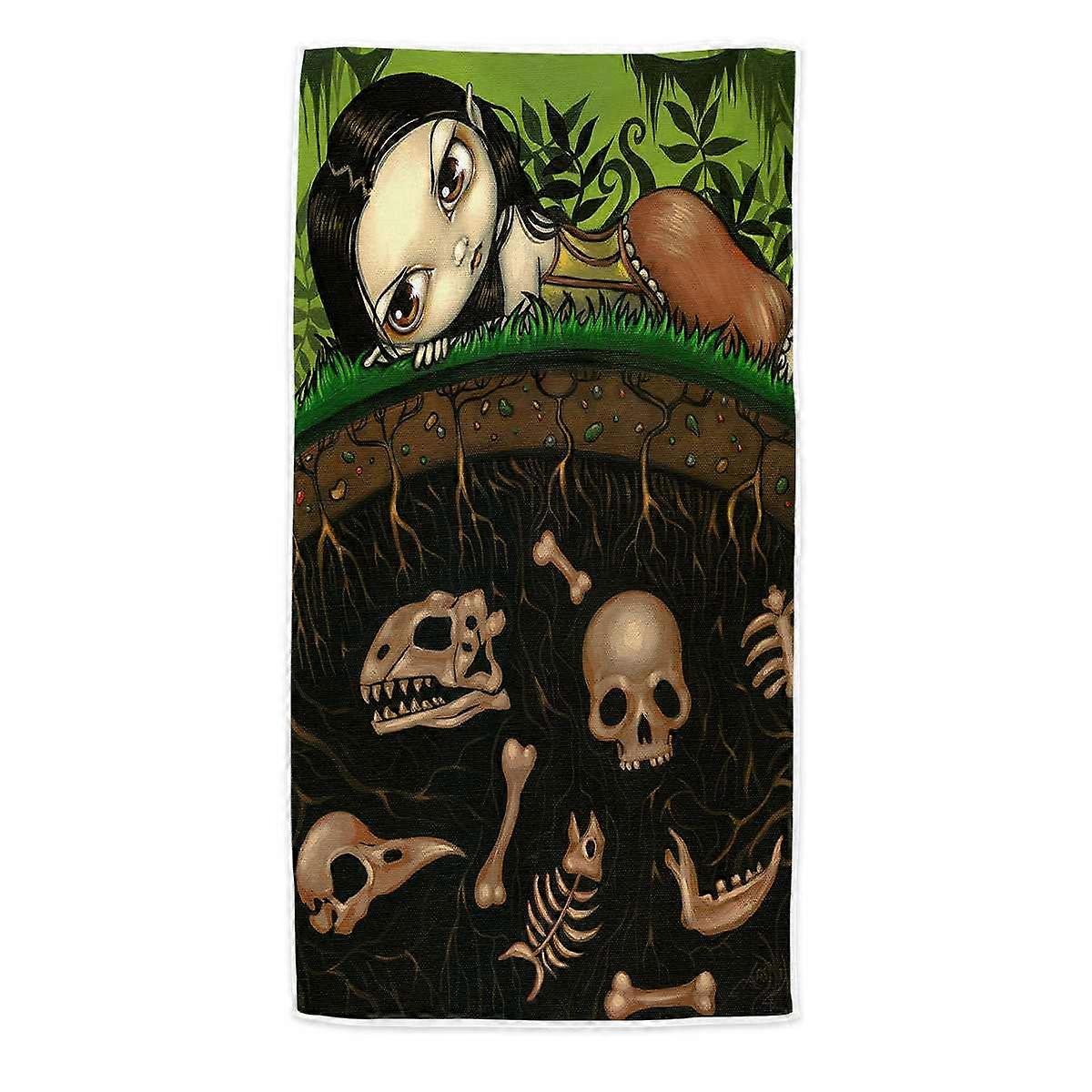 Strange Forest Girl and the Bones in The Ground Microfiber Beach Towel