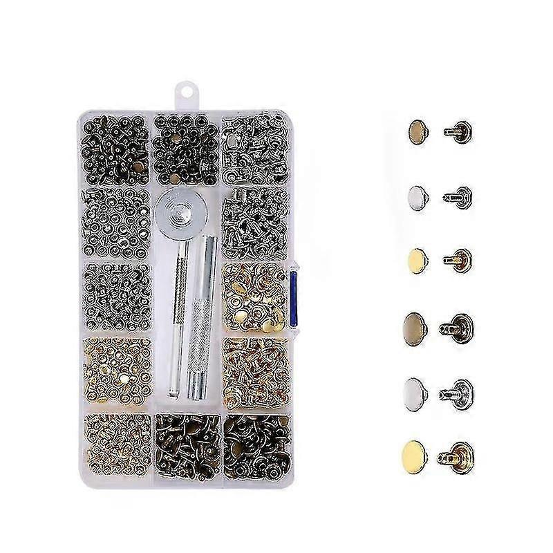 Leather Rivets 180 Set 2 Sizes Double Rivet Metal Tubular Studs With 3 Pieces Fixing Tool And Punch Plier For Leather Craft Diy Replacement Rivets 3 C