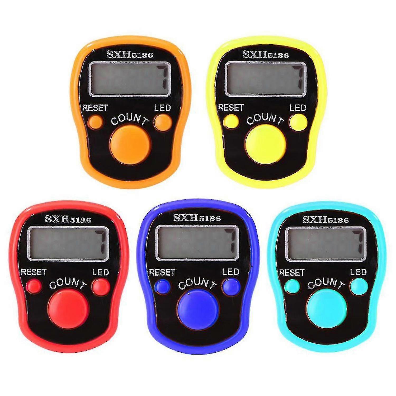 5 Pack Electronic Finger Ring Counter Led Luminous Handheld Tally Counter Clicker Buddha Counter