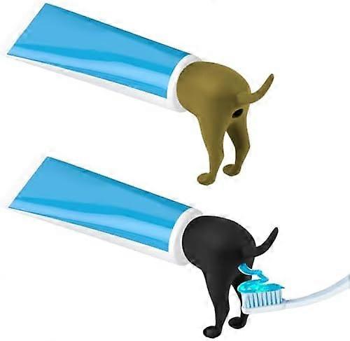 2Pcs Funny Pooping Dog Butt Toothpaste Dispenser - Creative Reusable Toothpaste Squeezer Caps for Kids & Adults
