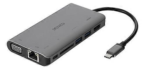 Deltaco 8-i-1 Hub USB-C til HDMI/VGA/USB 3.0 etc. - Grå