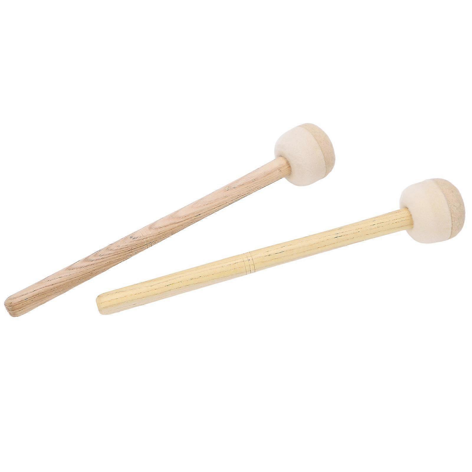 2Pcs Drum Mallet Felt Head Long Wooden Handle Non Slip Instrument Accessory Set Kit