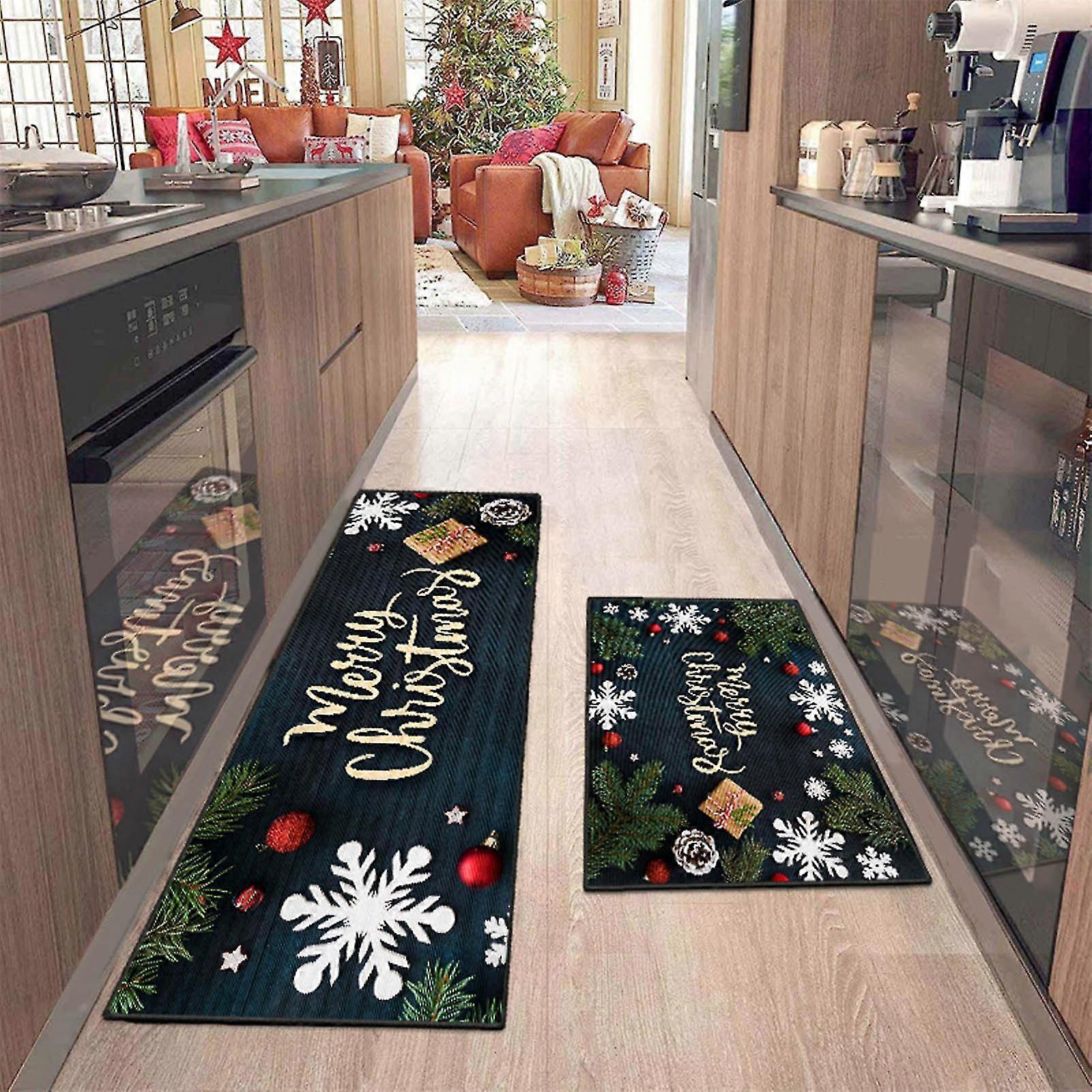 2 Pcs Kit Rugs And Mats For Floor Non-slip Bac Mat Merry Kit R