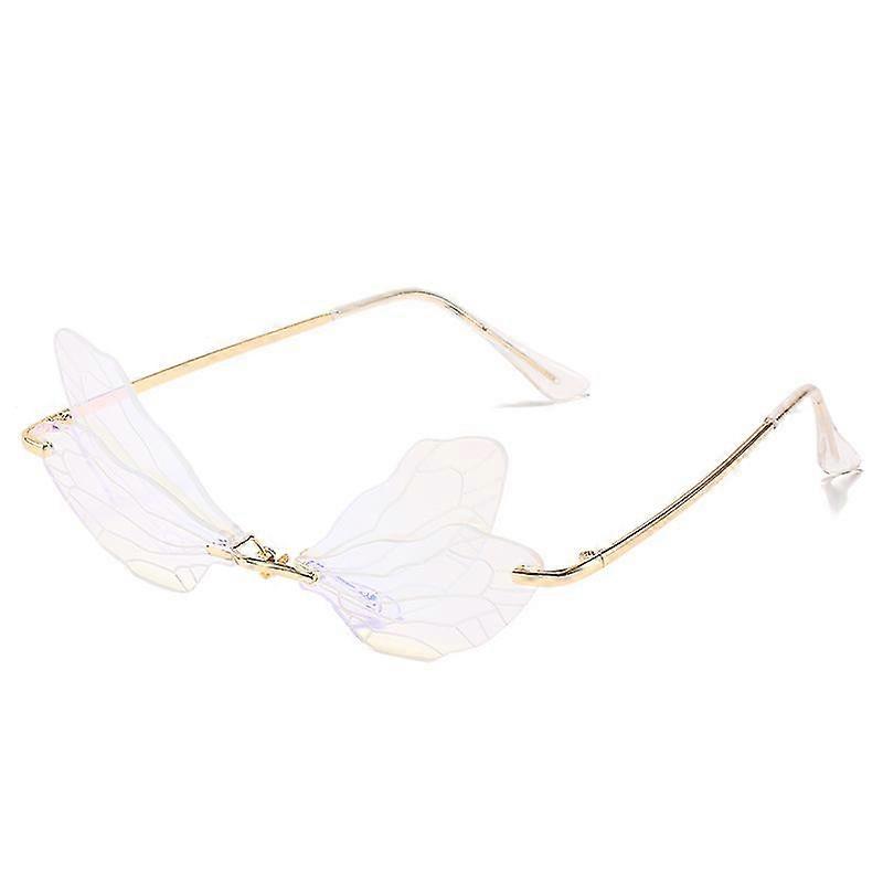 Kvinner Rimless Cut Edge Dragonfly Wing Fun Ball solbriller